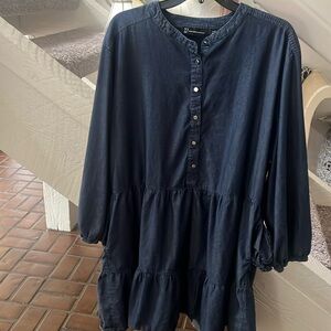 New York & Company Dark Blue Long Sleeve Dress